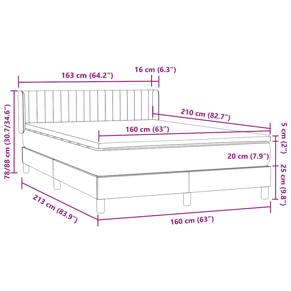 Box spring krevet s madracem crni 160x210 cm baršunasti