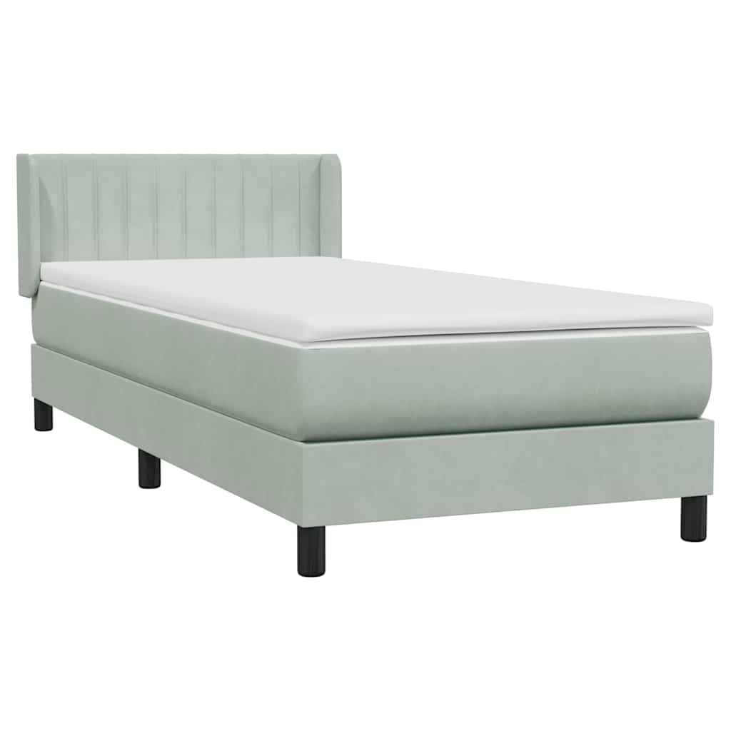 Box Spring krevet s madracem svijetlo sivi 80x220 cm samt