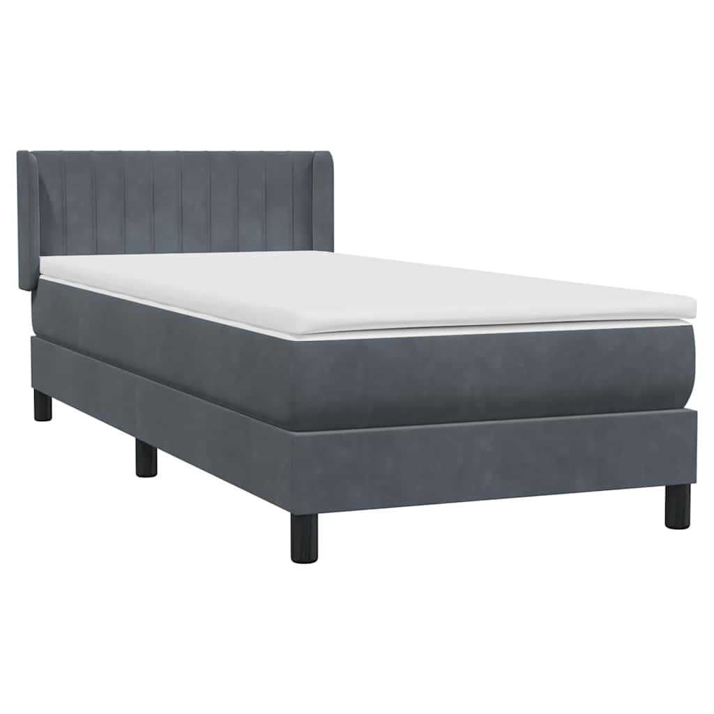 Box spring krevet s madracem tamnosivi 80 x 220 cm baršunasti