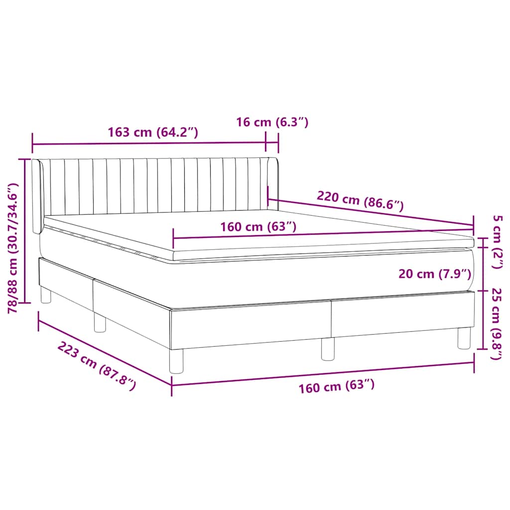 Box Spring krevet s madracem ružičasti 160x220 cm baršun