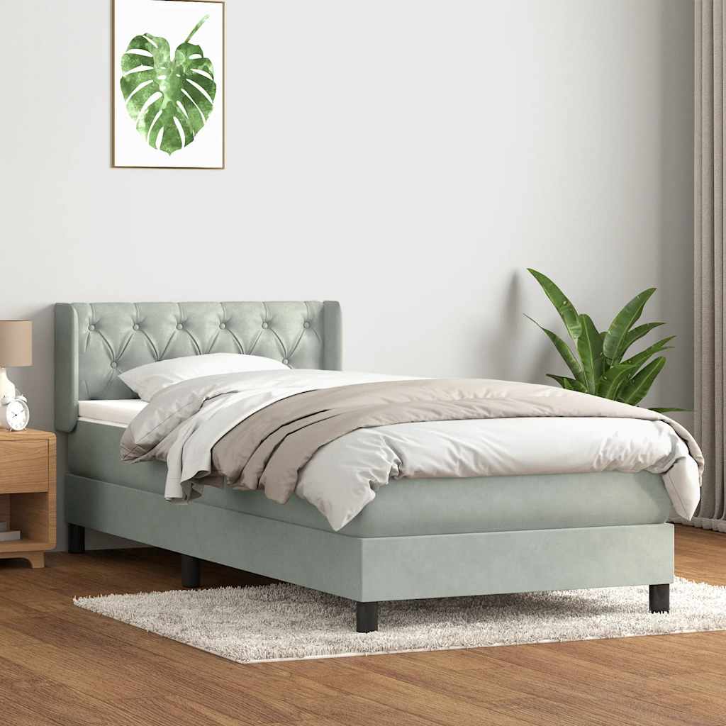Box Spring krevet s madracem svijetlo sivi 80x210 cm baršun