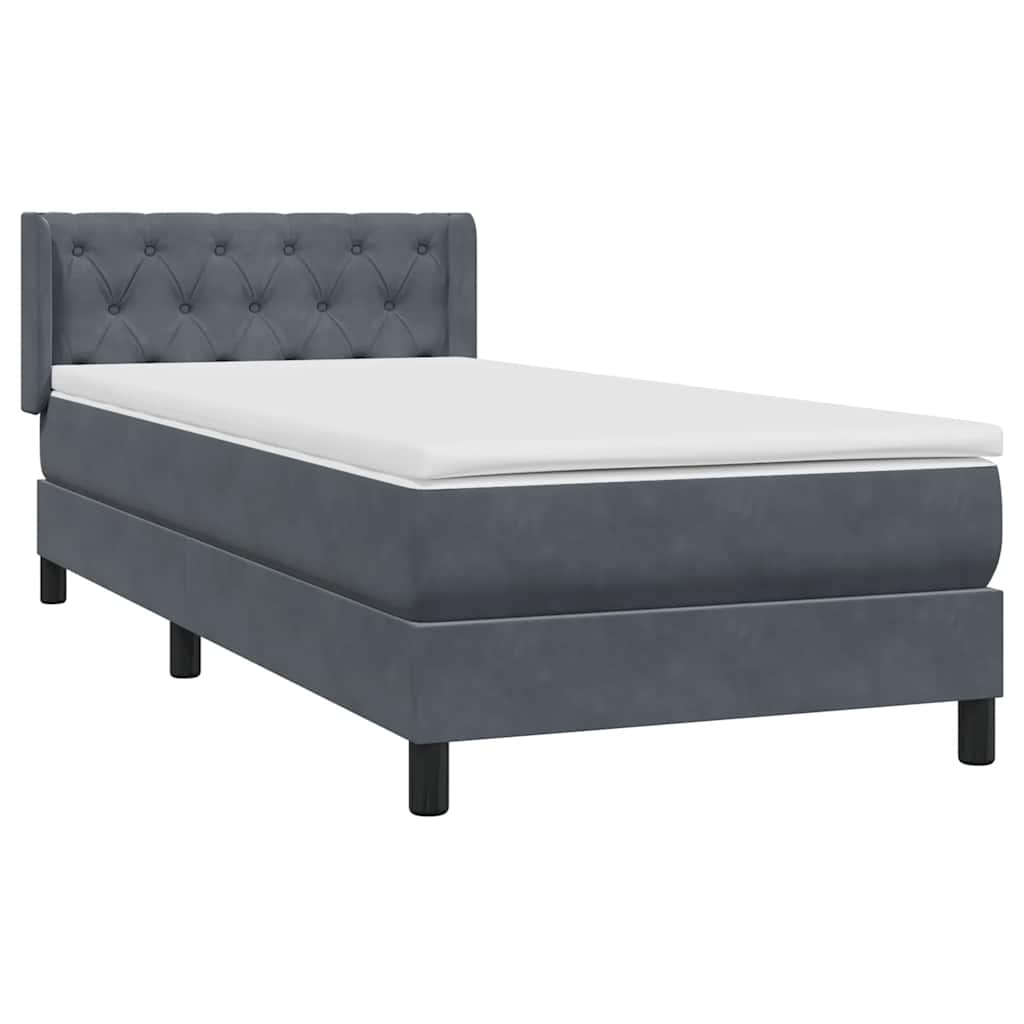 Box Spring krevet s madracem tamno sivi 80x210 cm baršun