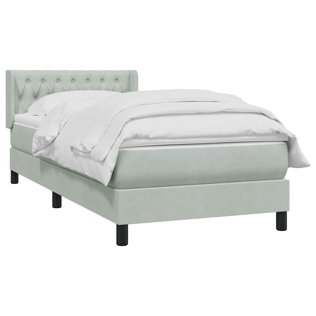 Box Spring krevet s madracem svijetlo sivi 90x210 cm baršun