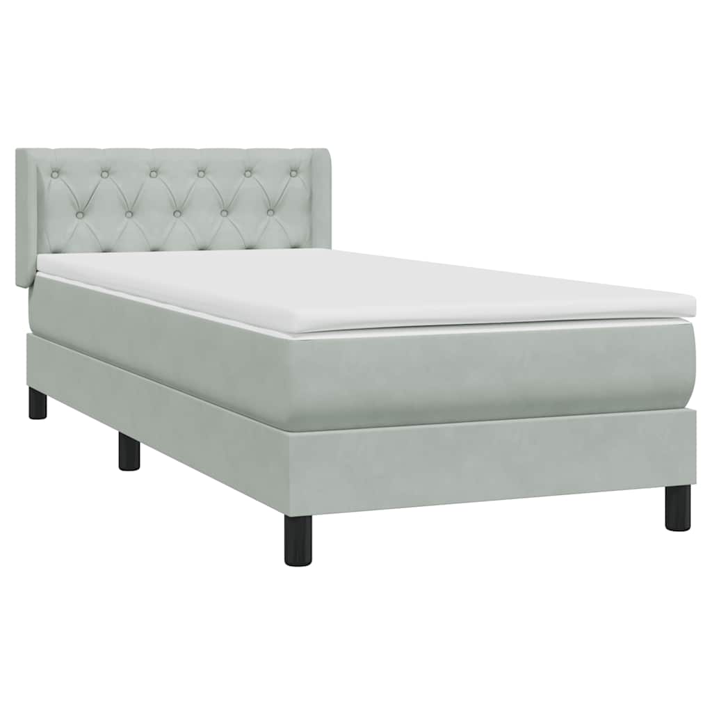 Box Spring krevet s madracem svijetlo sivi 80x220 cm samt