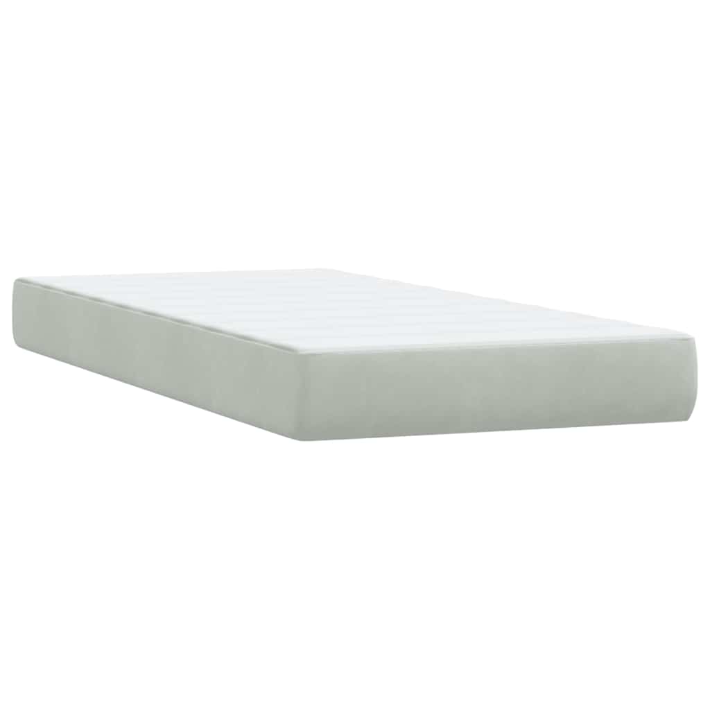 Box Spring krevet s madracem svijetlo sivi 80x220 cm samt