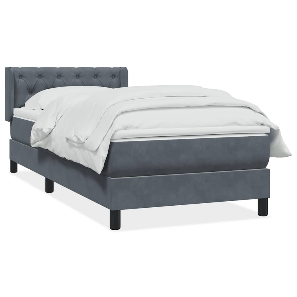 Box spring krevet s madracem tamnosivi 80 x 220 cm baršunasti