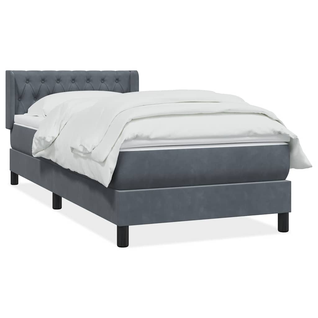Box spring krevet s madracem tamnosivi 90x220 cm baršunasti