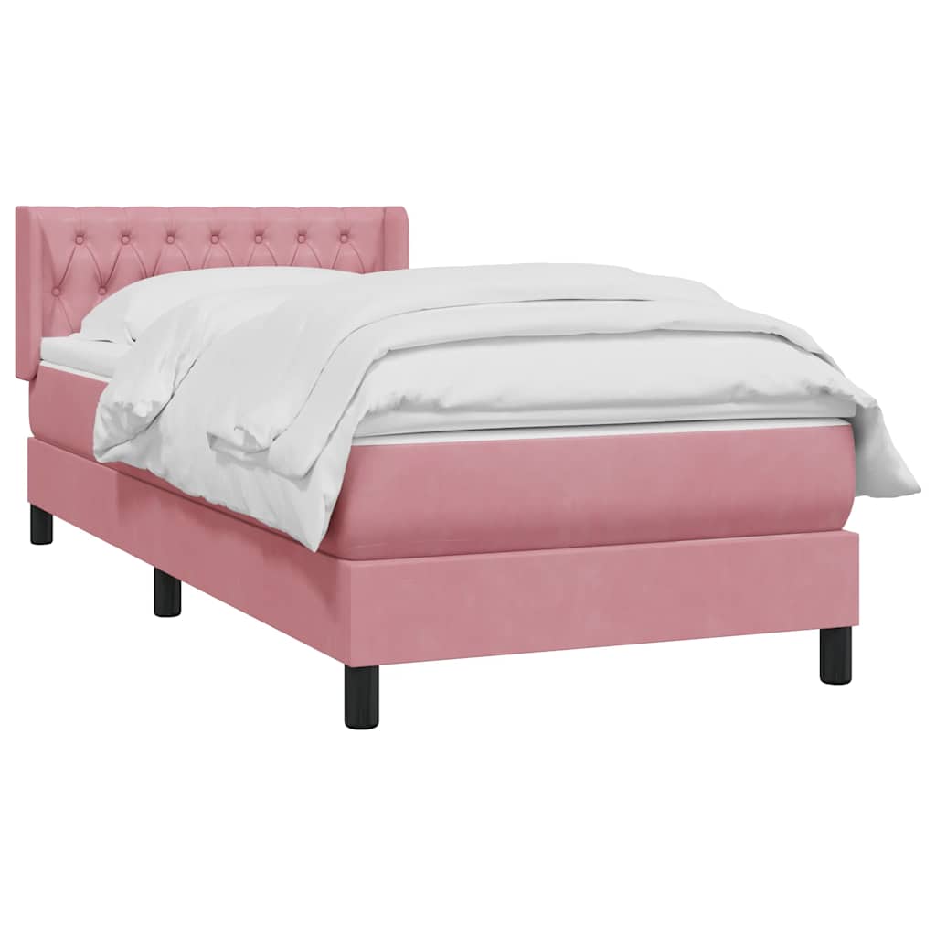 Box spring krevet s madracem ružičasti 90x220 cm baršunasti