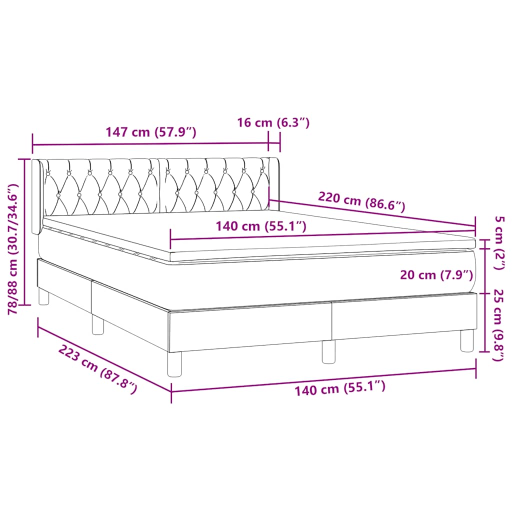 Box Spring krevet s madracem ružičasti 140x220 cm baršun