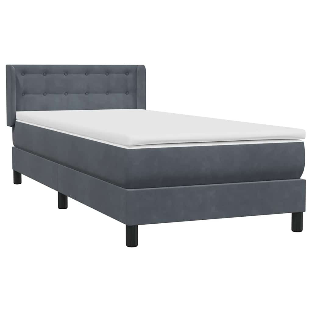Box Spring krevet s madracem tamno sivi 80x210 cm baršun