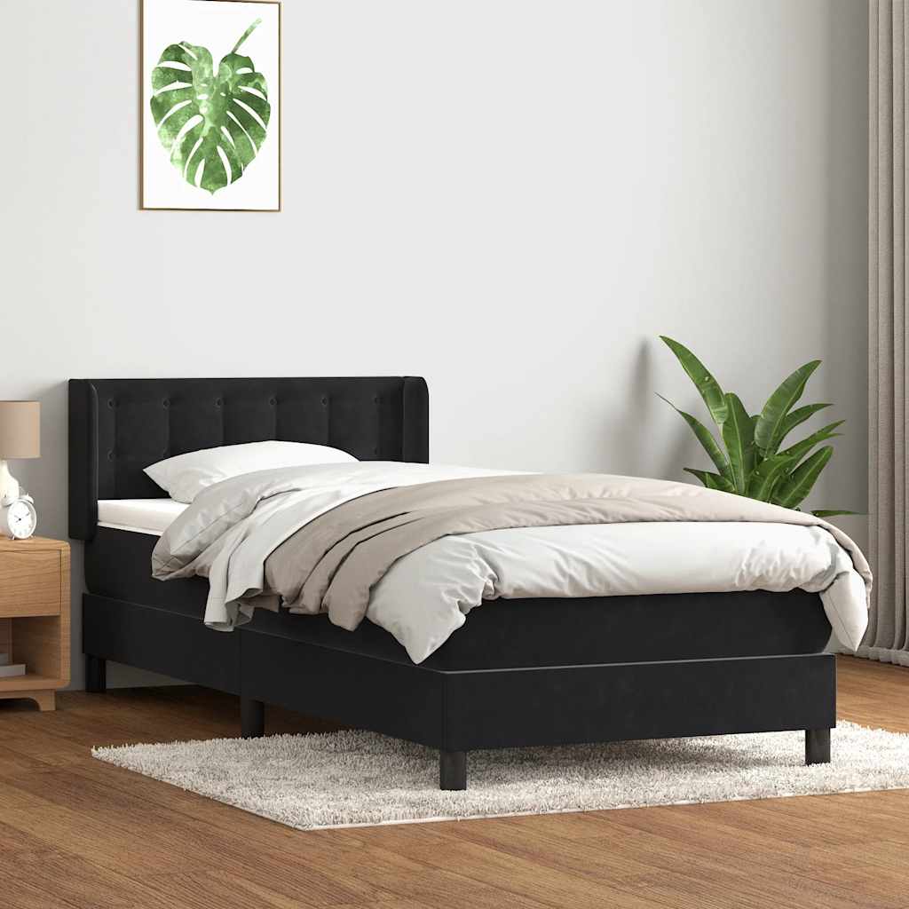 Box spring krevet s madracem crni 90x210 cm baršunasti