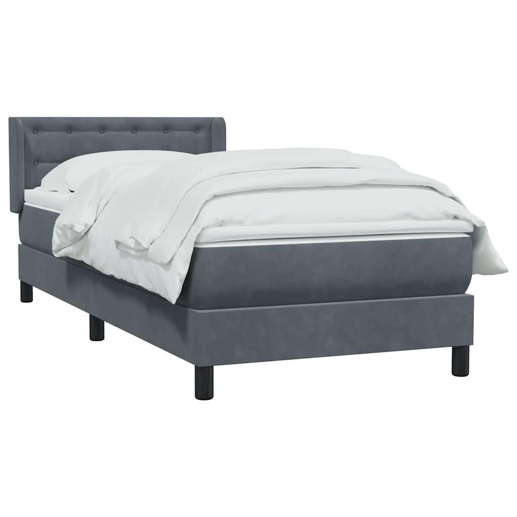 Box spring krevet s madracem tamnosivi 80 x 220 cm baršunasti