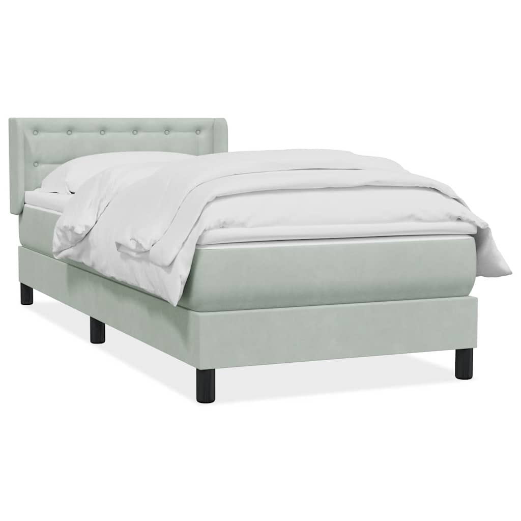 Box Spring krevet s madracem svijetlo sivi 90x220 cm baršun
