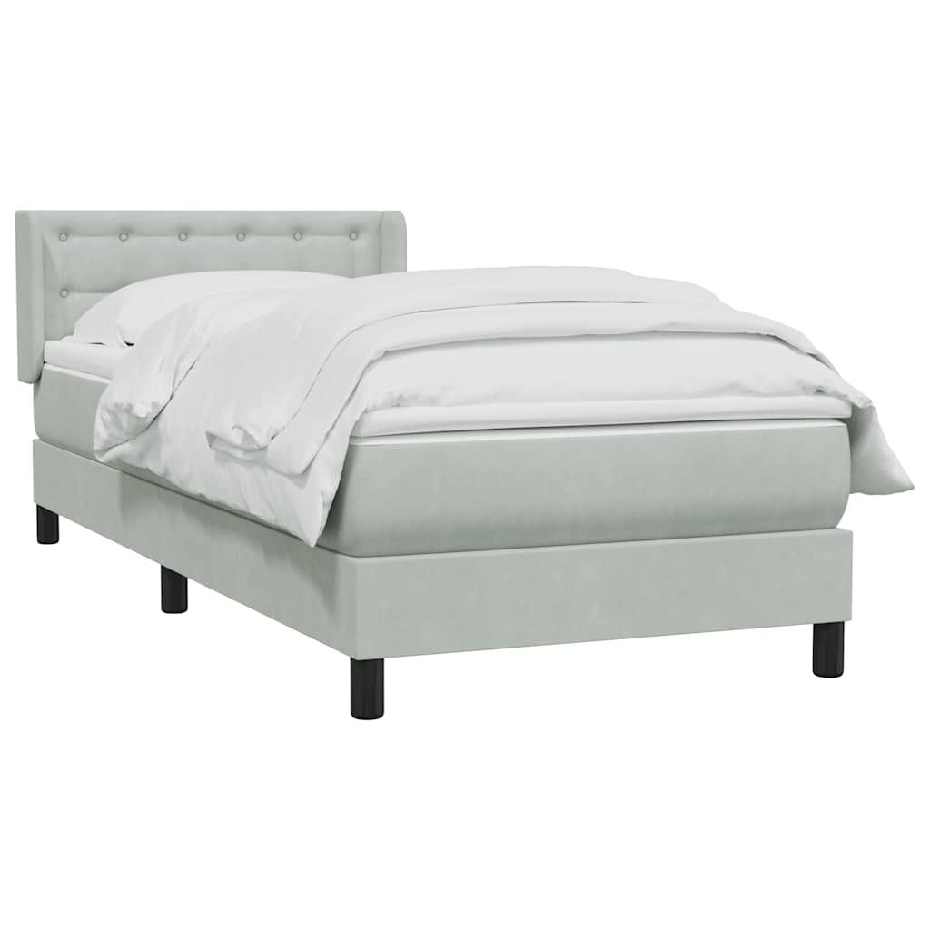 Box Spring krevet s madracem svijetlo sivi 90x220 cm baršun