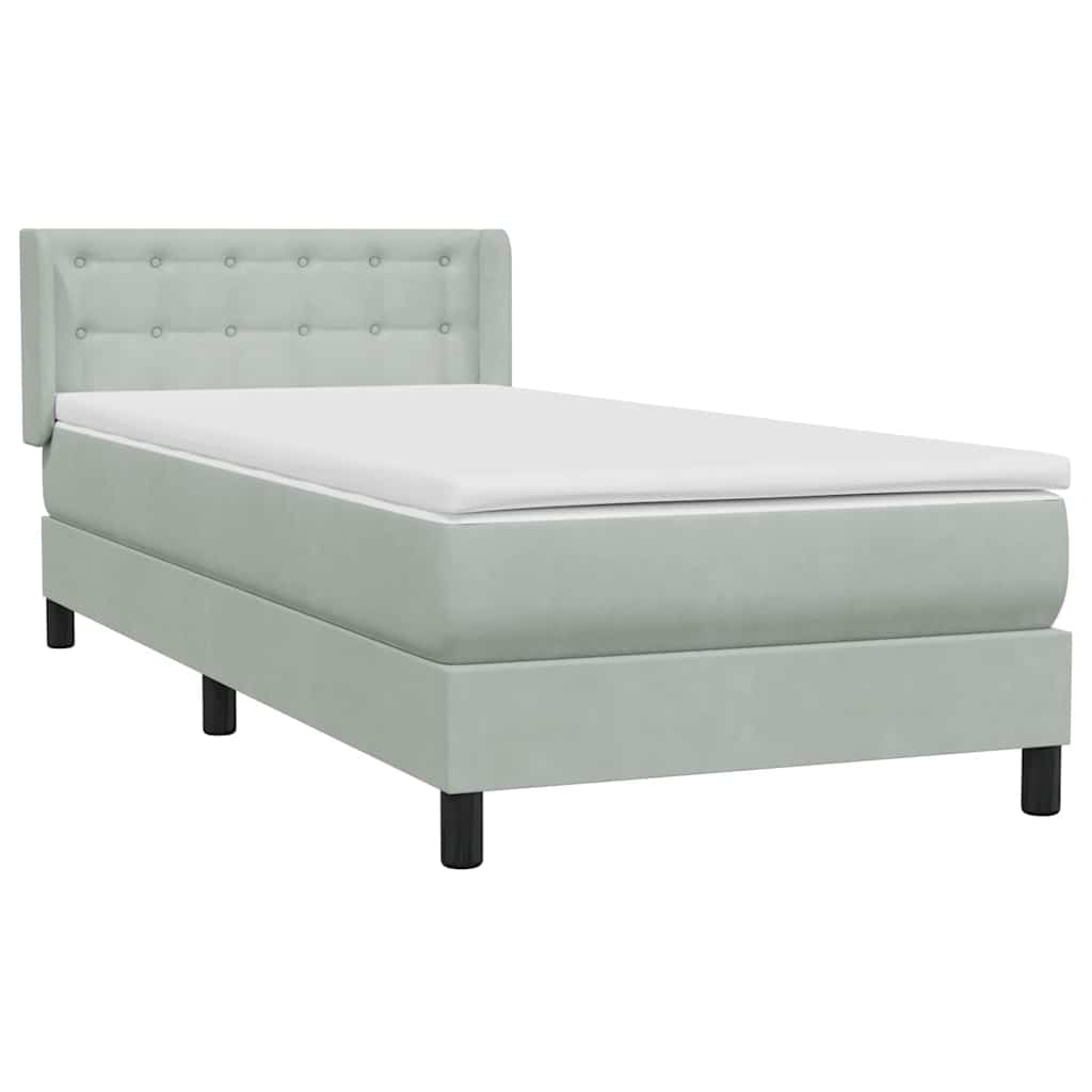 Box Spring krevet s madracem svijetlo sivi 90x220 cm baršun