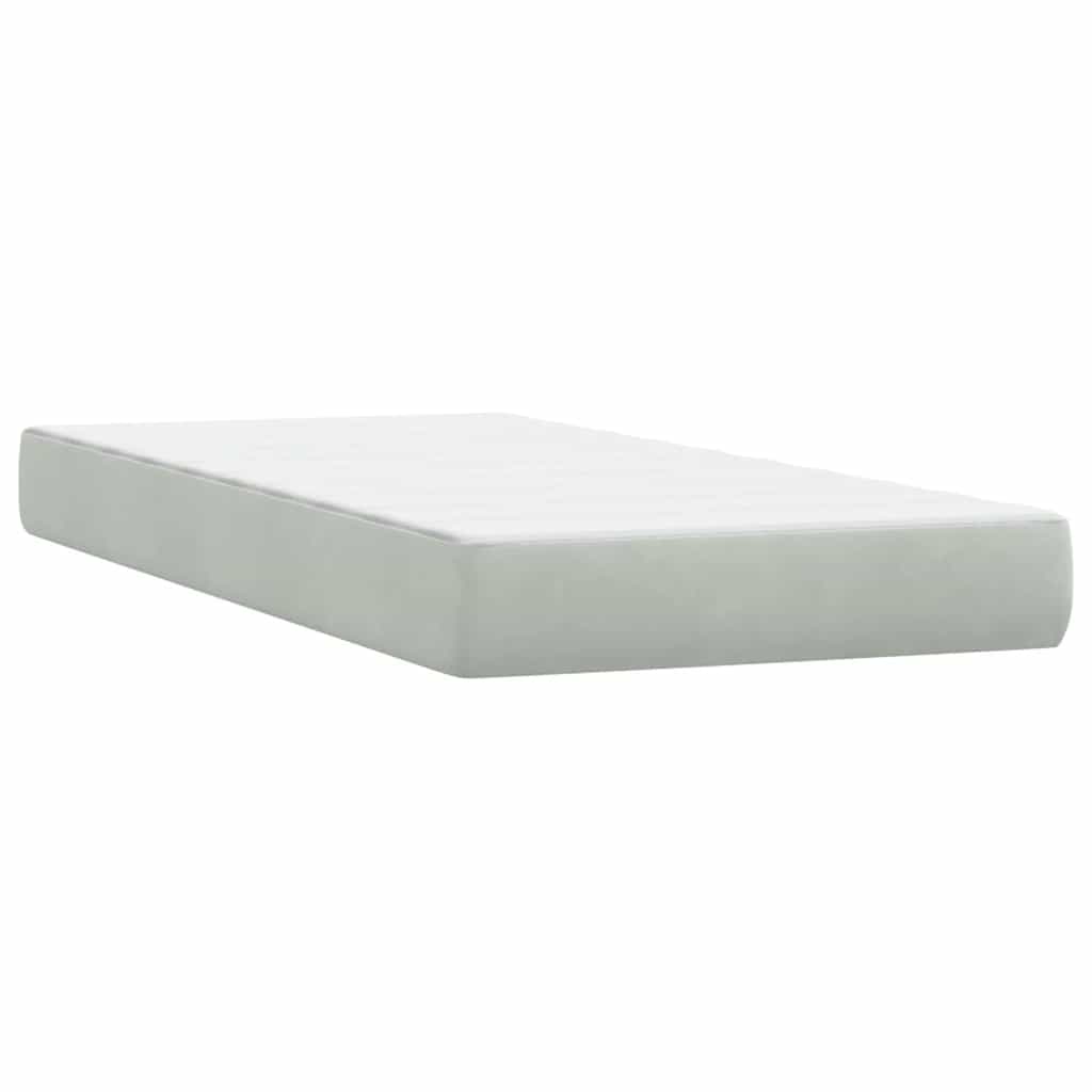 Box Spring krevet s madracem svijetlo sivi 90x220 cm baršun