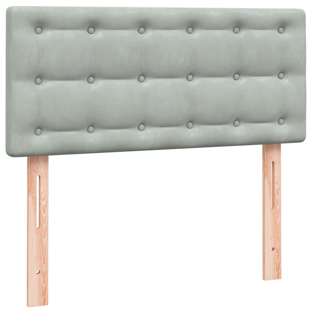 Box Spring krevet s madracem svijetlo sivi 90x220 cm baršun