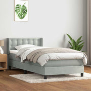 Box Spring krevet s madracem svijetlo sivi 90x220 cm baršun