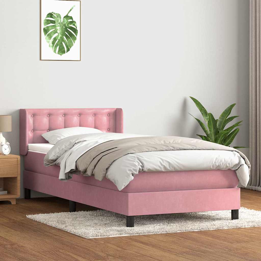 Box spring krevet s madracem ružičasti 90x220 cm baršunasti