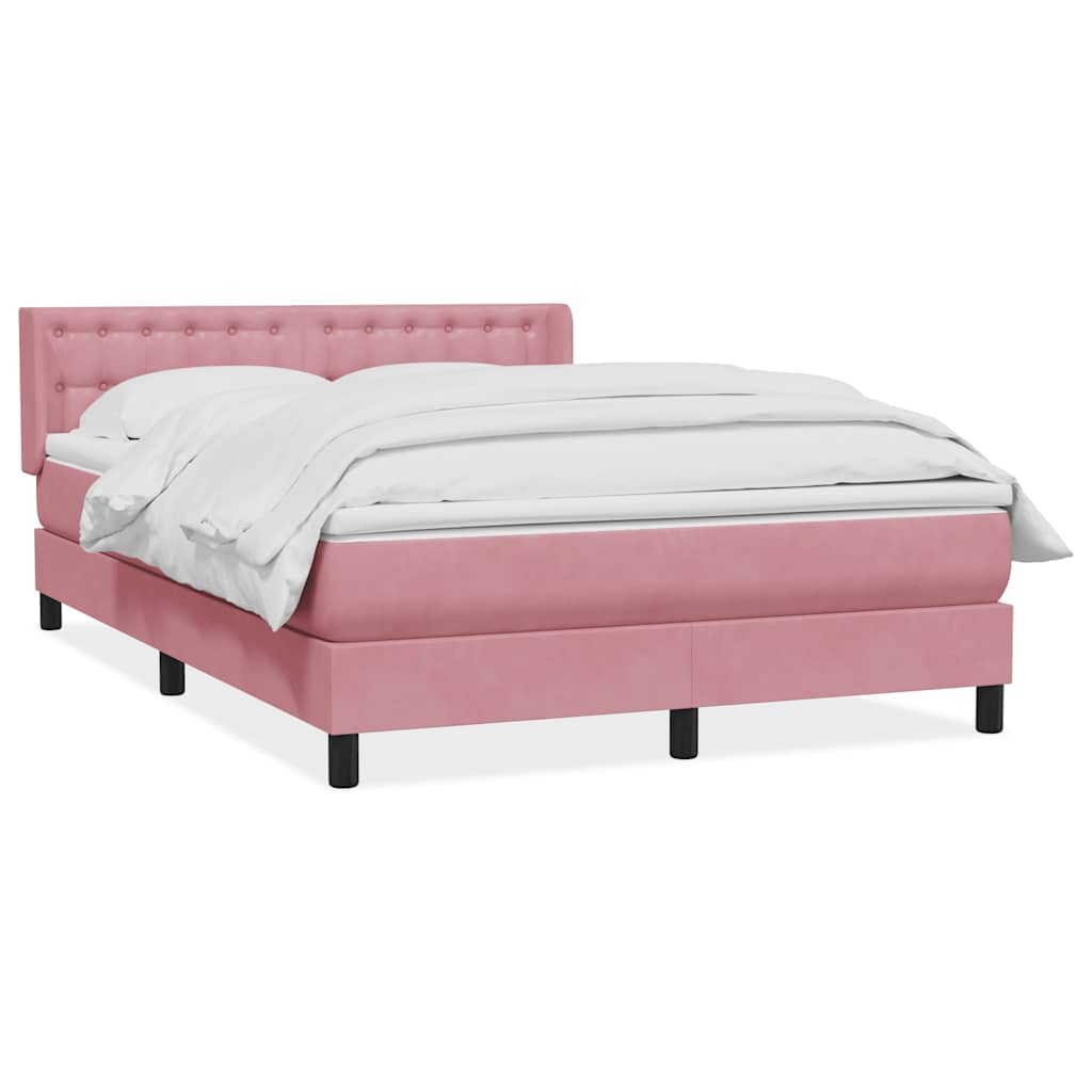 Box Spring krevet s madracem ružičasti 140x220 cm baršun