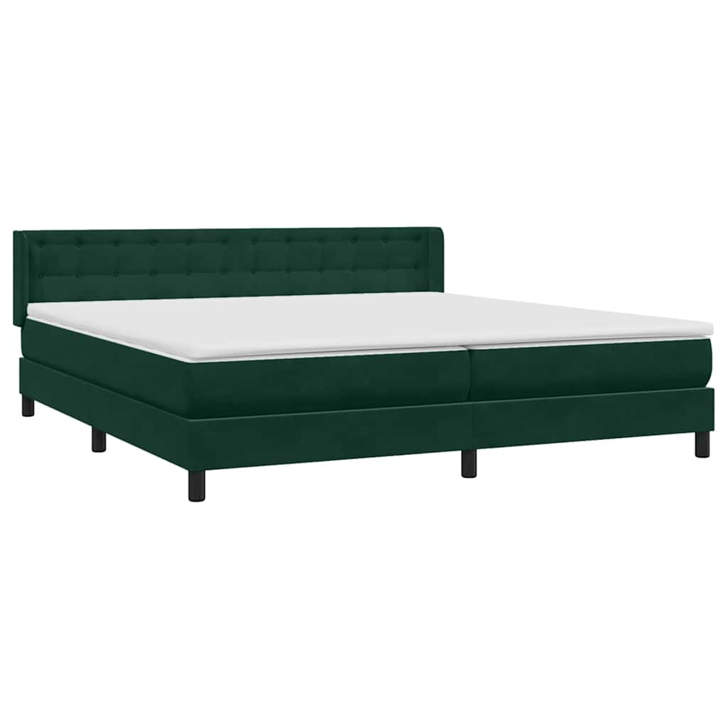 Box Spring krevet s madracem tamno zeleni 180x220 cm baršun