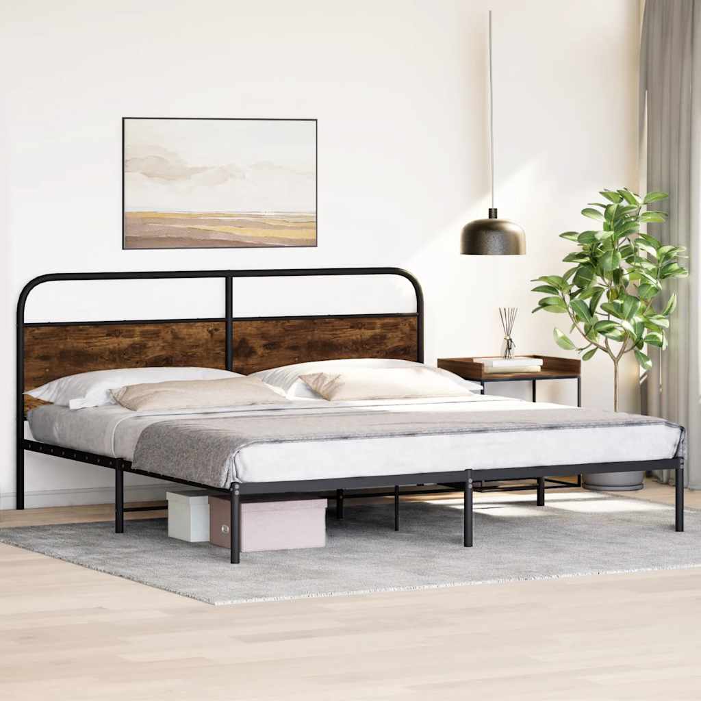 Metalni okvir kreveta bez madraca boja hrasta 200x200 cm