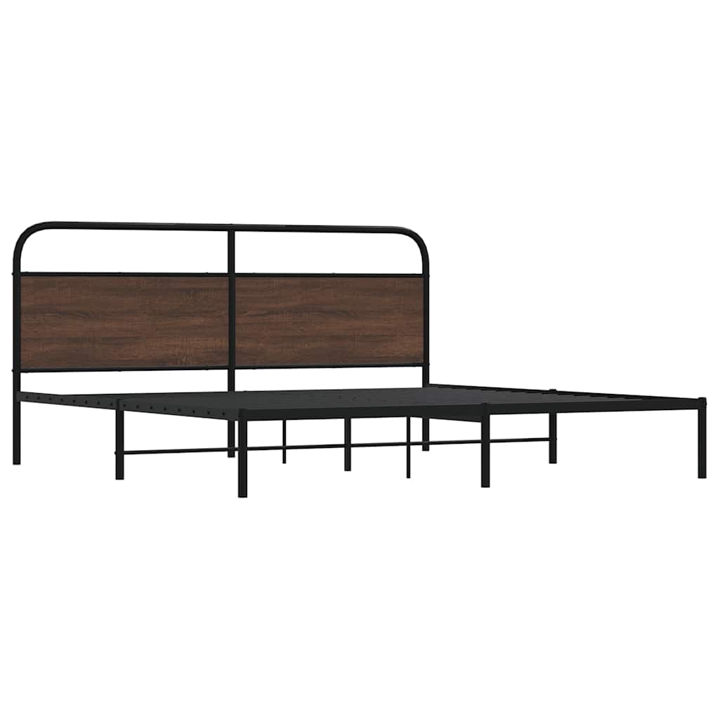 Metalni okvir kreveta bez madraca smeđa boja hrasta 180x200 cm