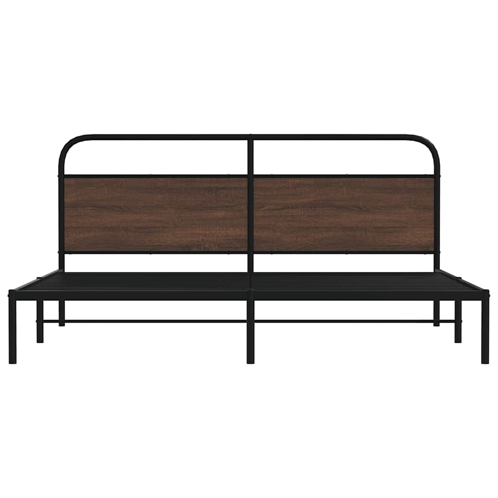 Metalni okvir kreveta bez madraca smeđa boja hrasta 180x200 cm