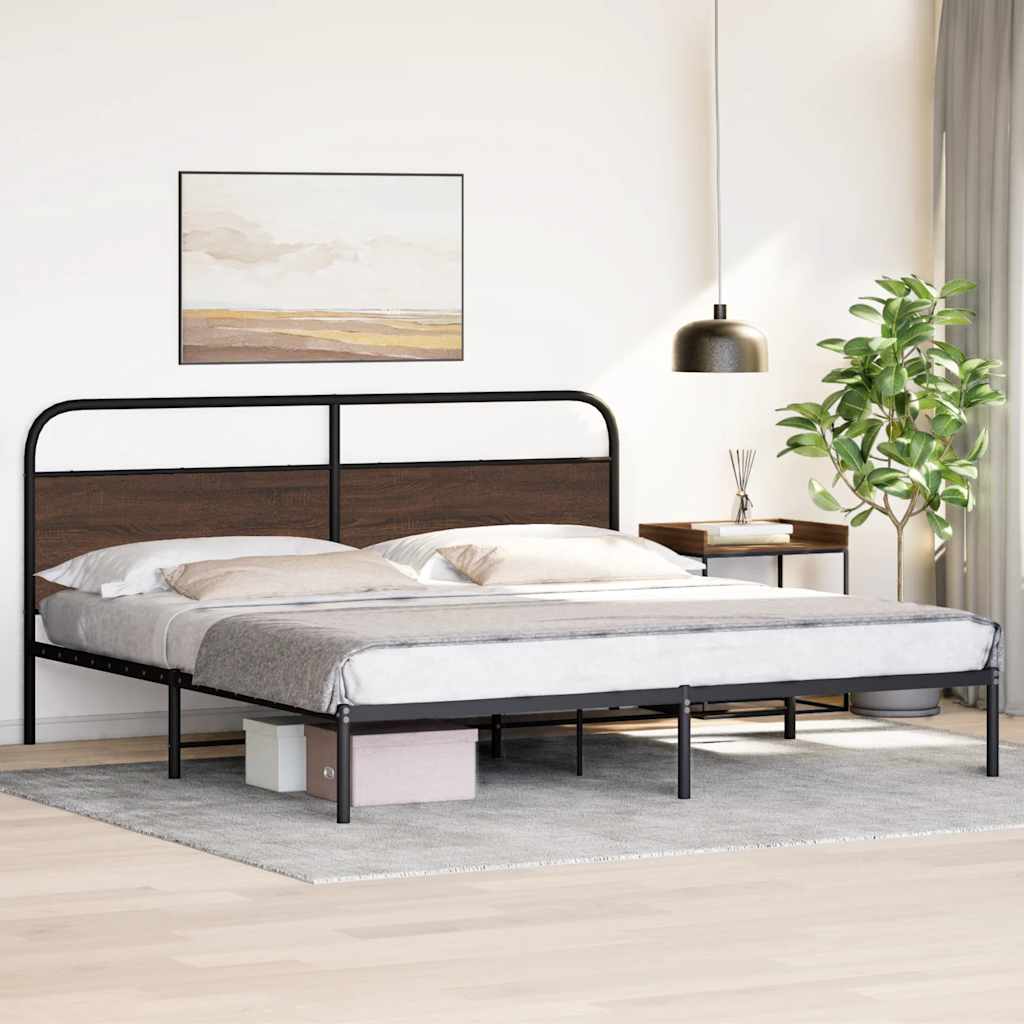 Metalni okvir kreveta bez madraca smeđa boja hrasta 183x213 cm