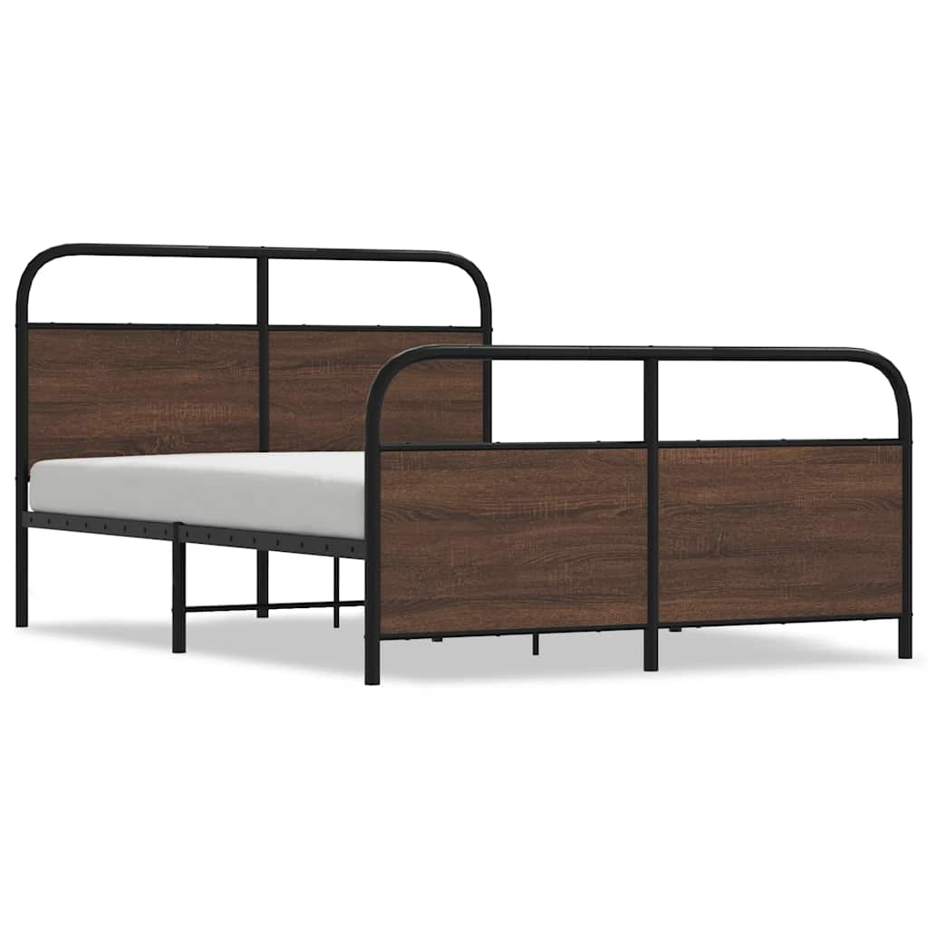 Metalni okvir kreveta bez madraca smeđa boja hrasta 137x190 cm
