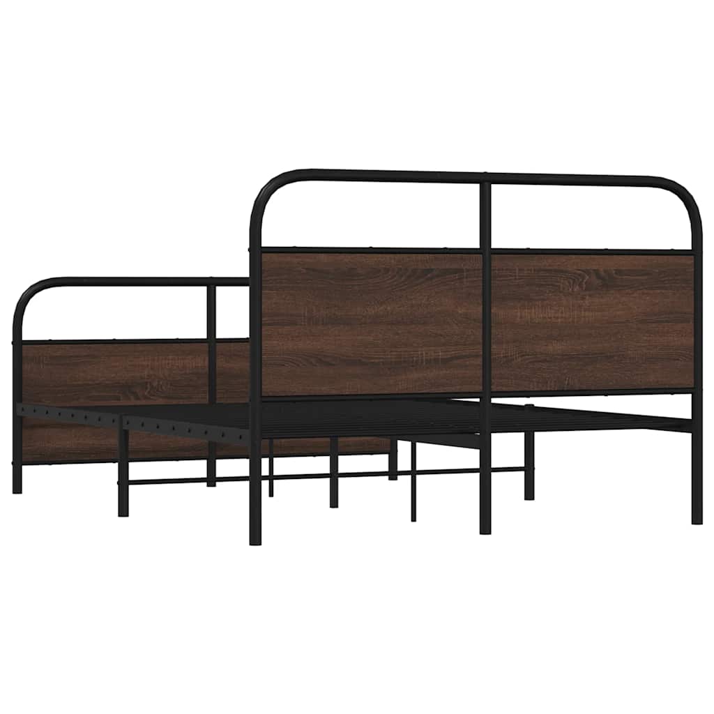 Metalni okvir kreveta bez madraca smeđa boja hrasta 140x190 cm