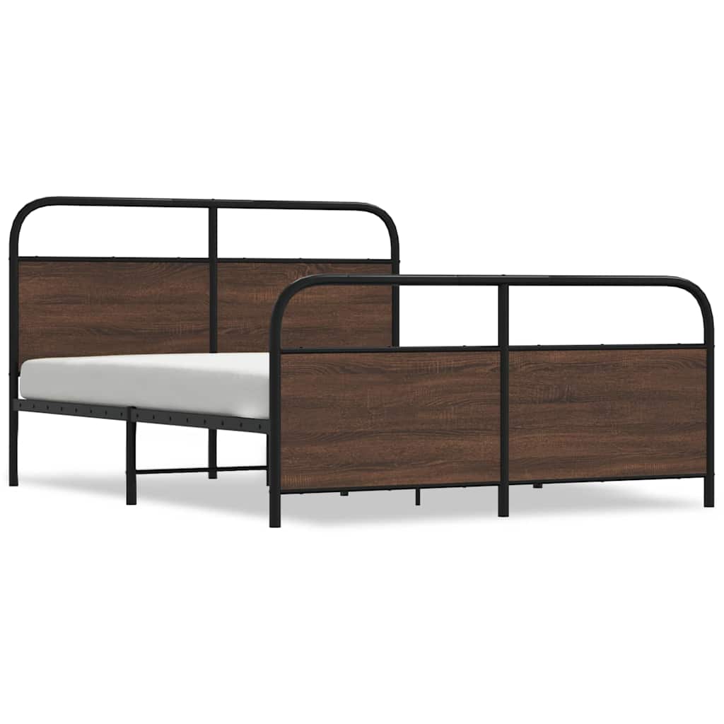 Metalni okvir kreveta bez madraca smeđa boja hrasta 150x200 cm