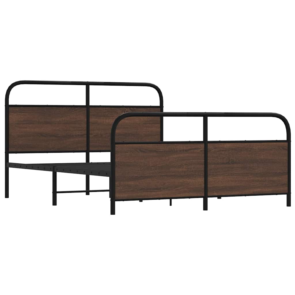 Metalni okvir kreveta bez madraca smeđa boja hrasta 160x200 cm