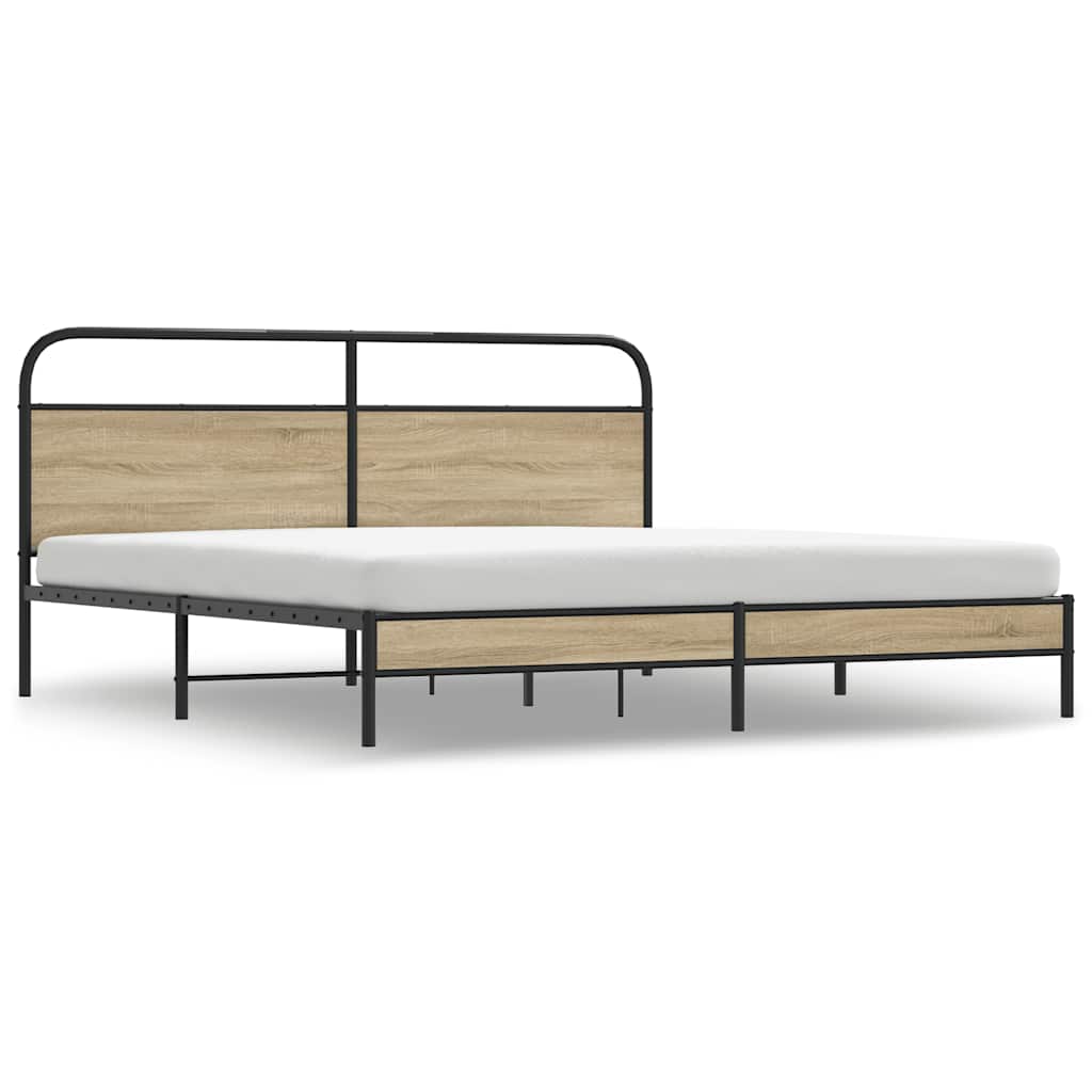 Metalni okvir kreveta bez madraca boja hrasta 183x213 cm