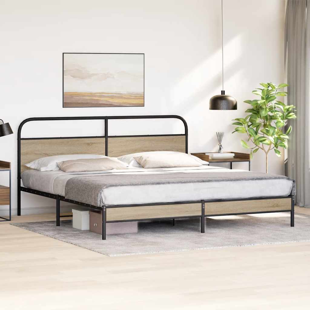 Metalni okvir kreveta bez madraca boja hrasta 193x203 cm