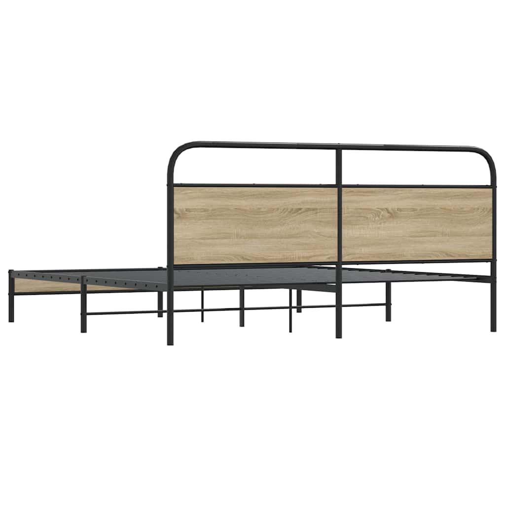 Metalni okvir kreveta bez madraca boja hrasta 193x203 cm