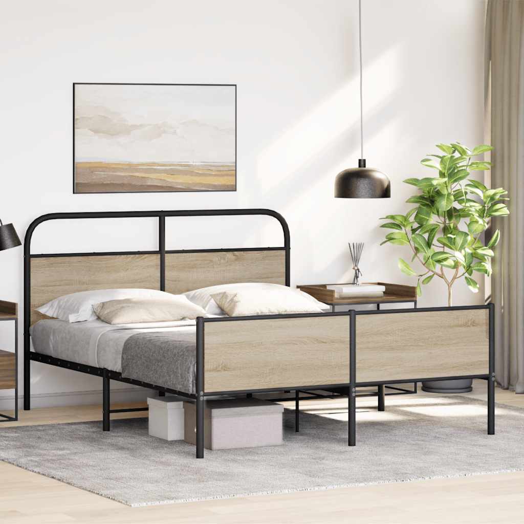 Metalni okvir kreveta bez madraca boja hrasta 160x200 cm