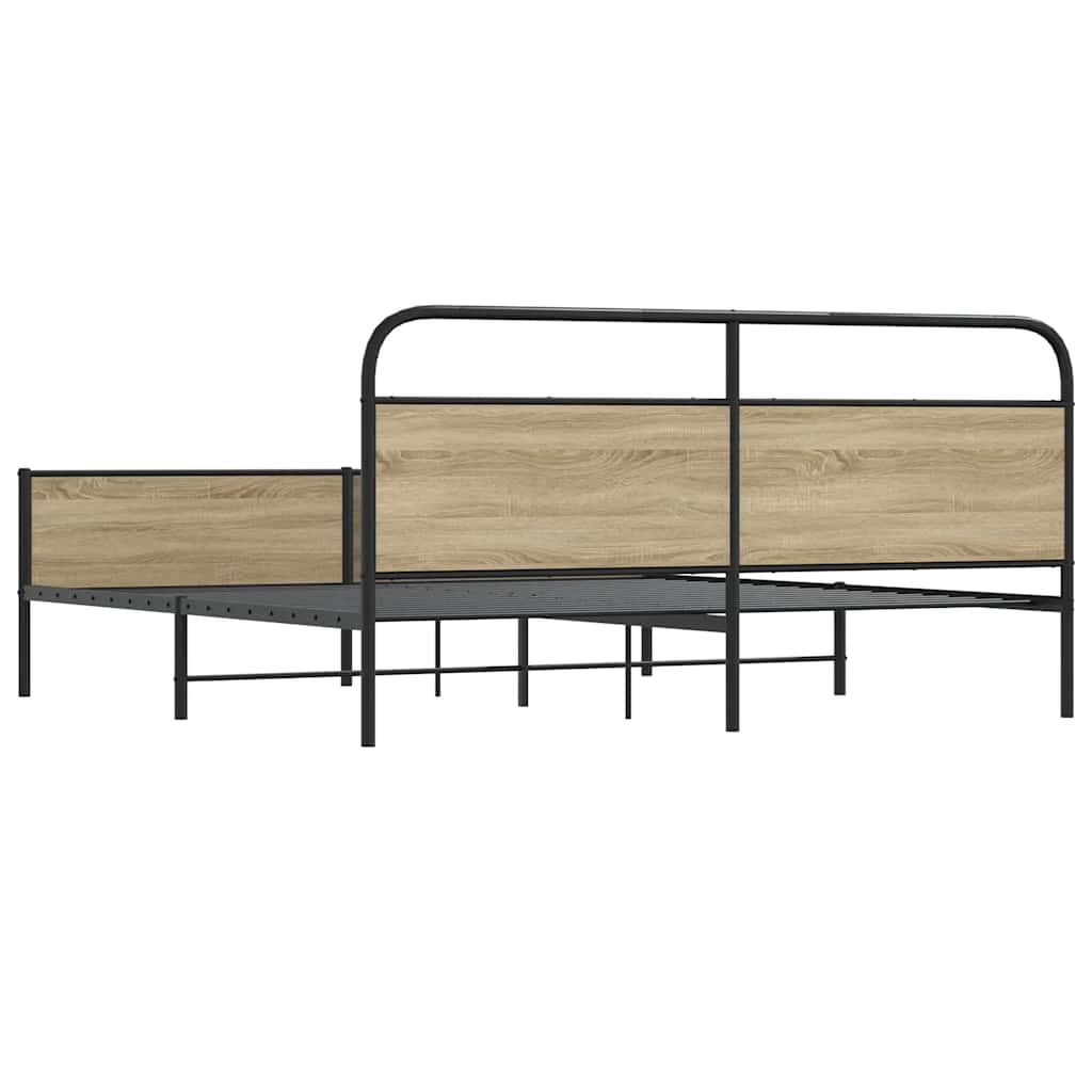 Metalni okvir kreveta bez madraca boja hrasta 183x213 cm