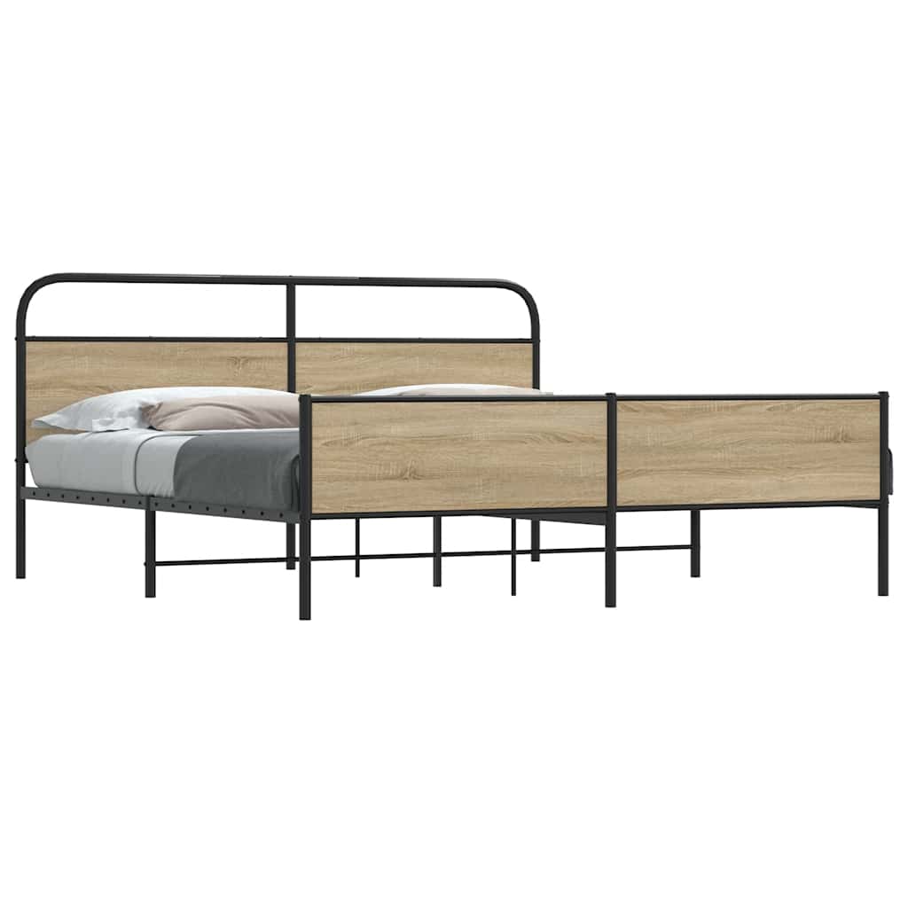 Metalni okvir kreveta bez madraca boja hrasta 150 x 200 cm