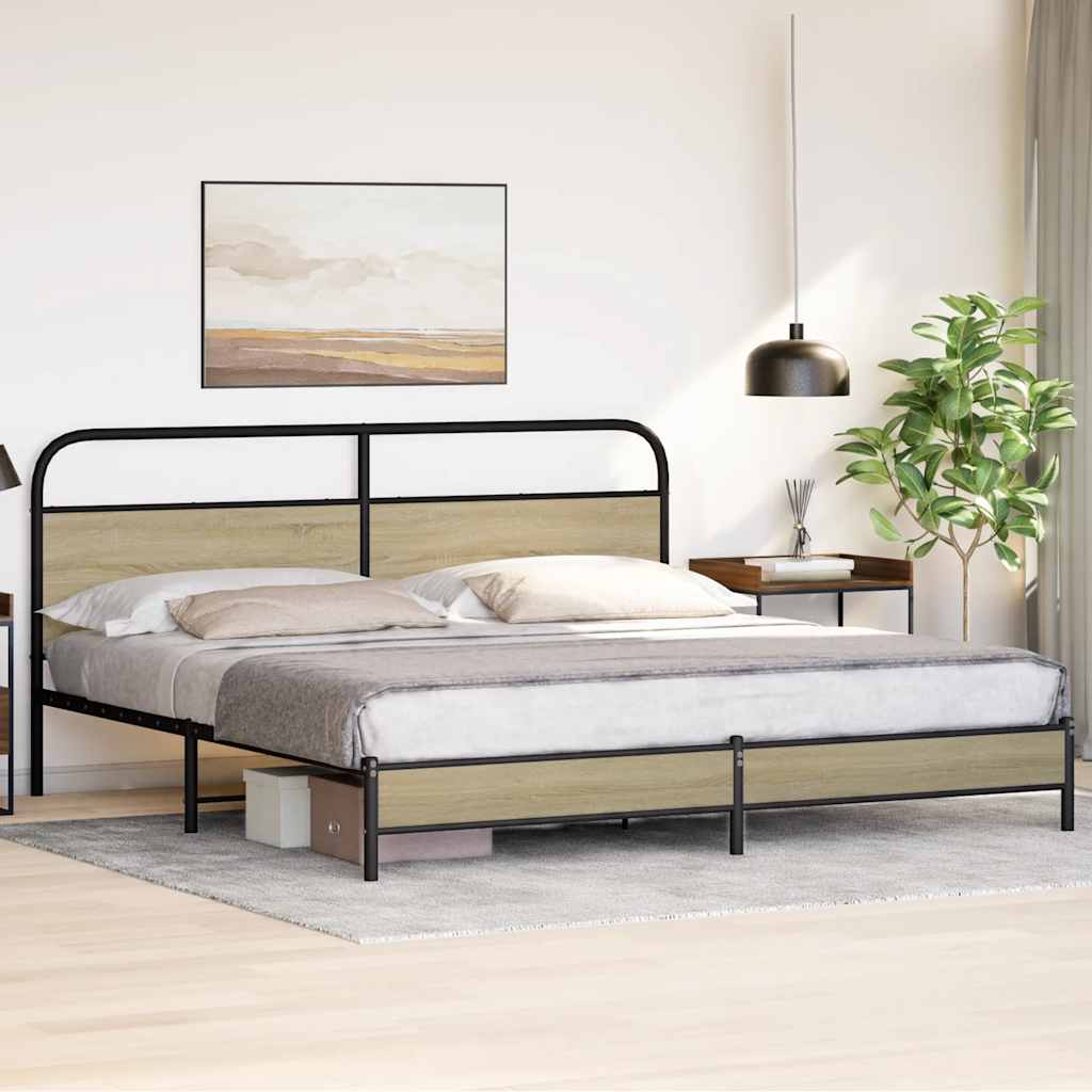 Metalni okvir kreveta bez madraca boja hrasta sonome 200x200 cm