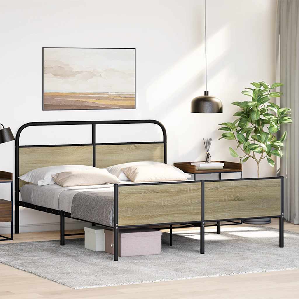 Metalni okvir kreveta bez madraca boja hrasta sonome 150x200 cm