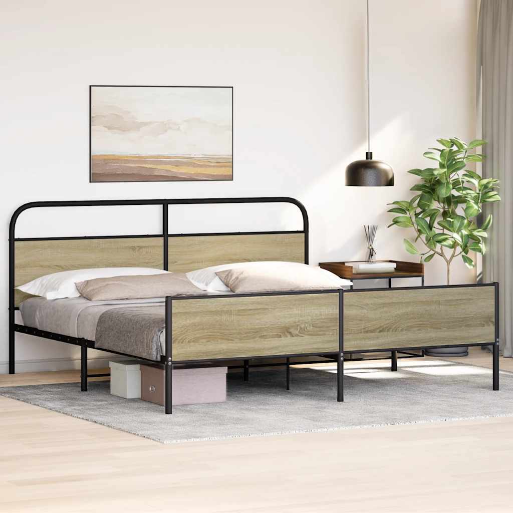 Metalni okvir kreveta bez madraca boja hrasta sonome 193x203 cm