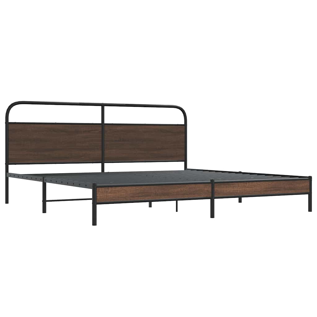 Metalni okvir kreveta bez madraca smeđa boja hrasta 180x200 cm
