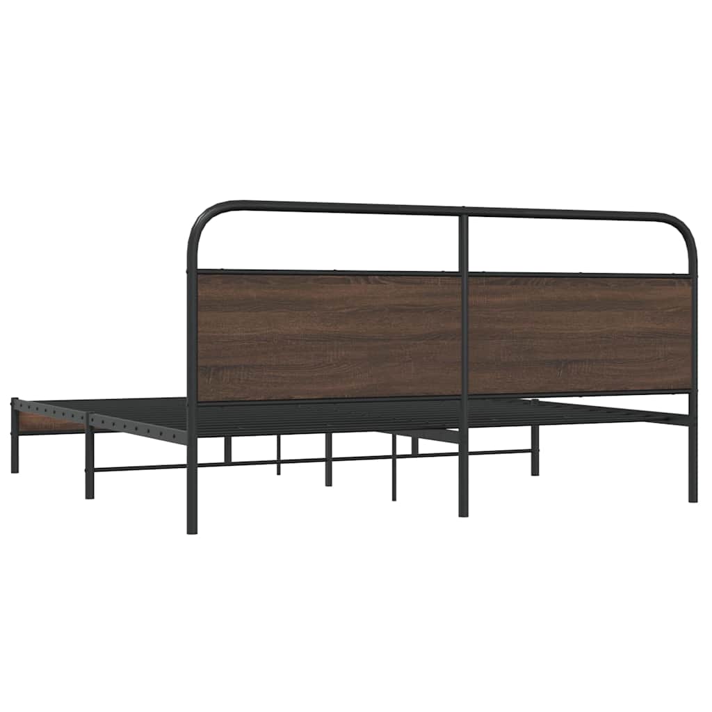 Metalni okvir kreveta bez madraca smeđa boja hrasta 180x200 cm