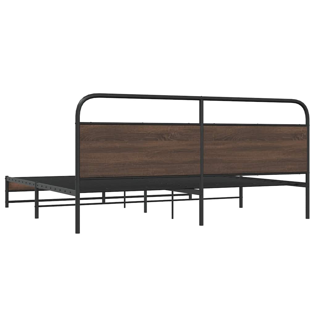 Metalni okvir kreveta bez madraca smeđa boja hrasta 180x200 cm