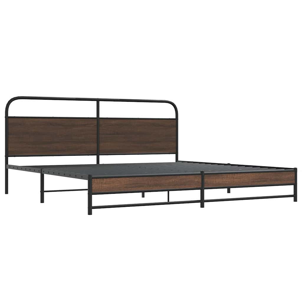 Metalni okvir kreveta bez madraca smeđa boja hrasta 200x200 cm