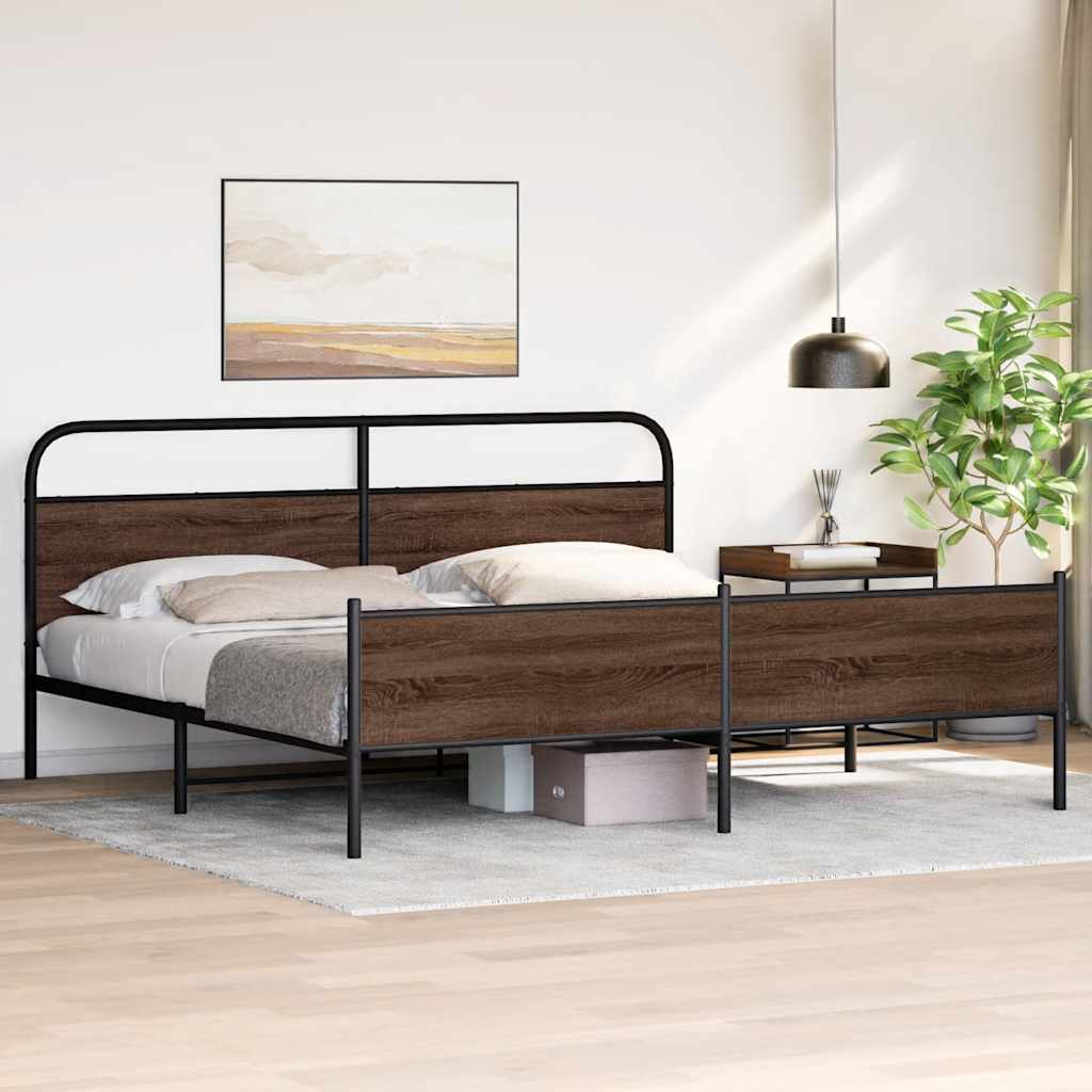Metalni okvir kreveta bez madraca smeđa boja hrasta 183x213 cm