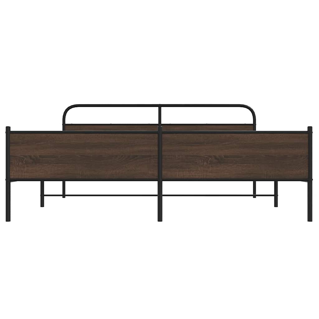 Metalni okvir kreveta bez madraca smeđa boja hrasta 183x213 cm