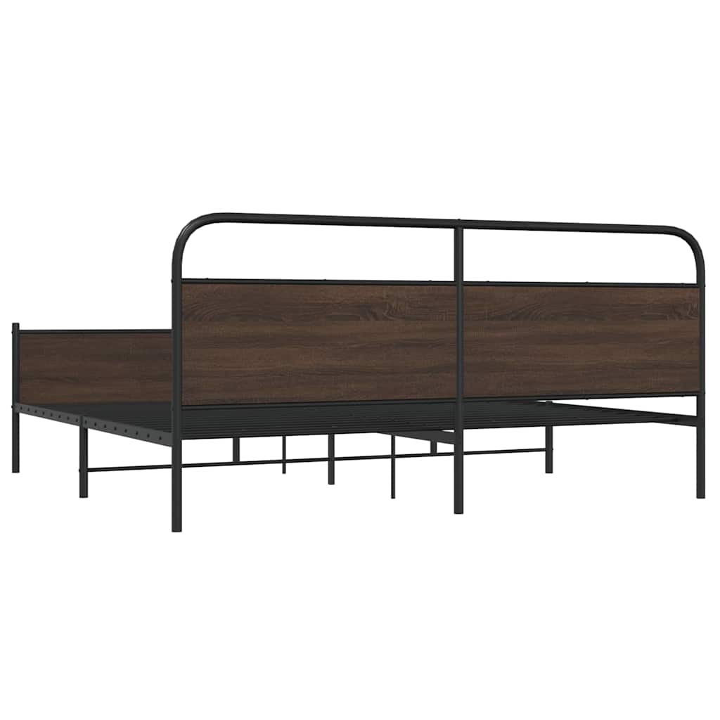 Metalni okvir kreveta bez madraca smeđa boja hrasta 183x213 cm