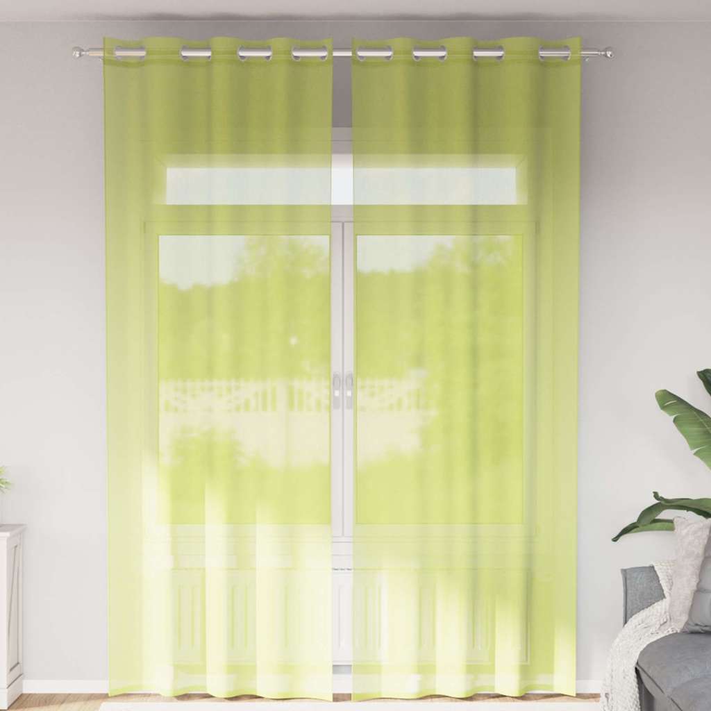 Voile zavjese s ušicama 2 kom zelene boje jabuke 140x300 cm